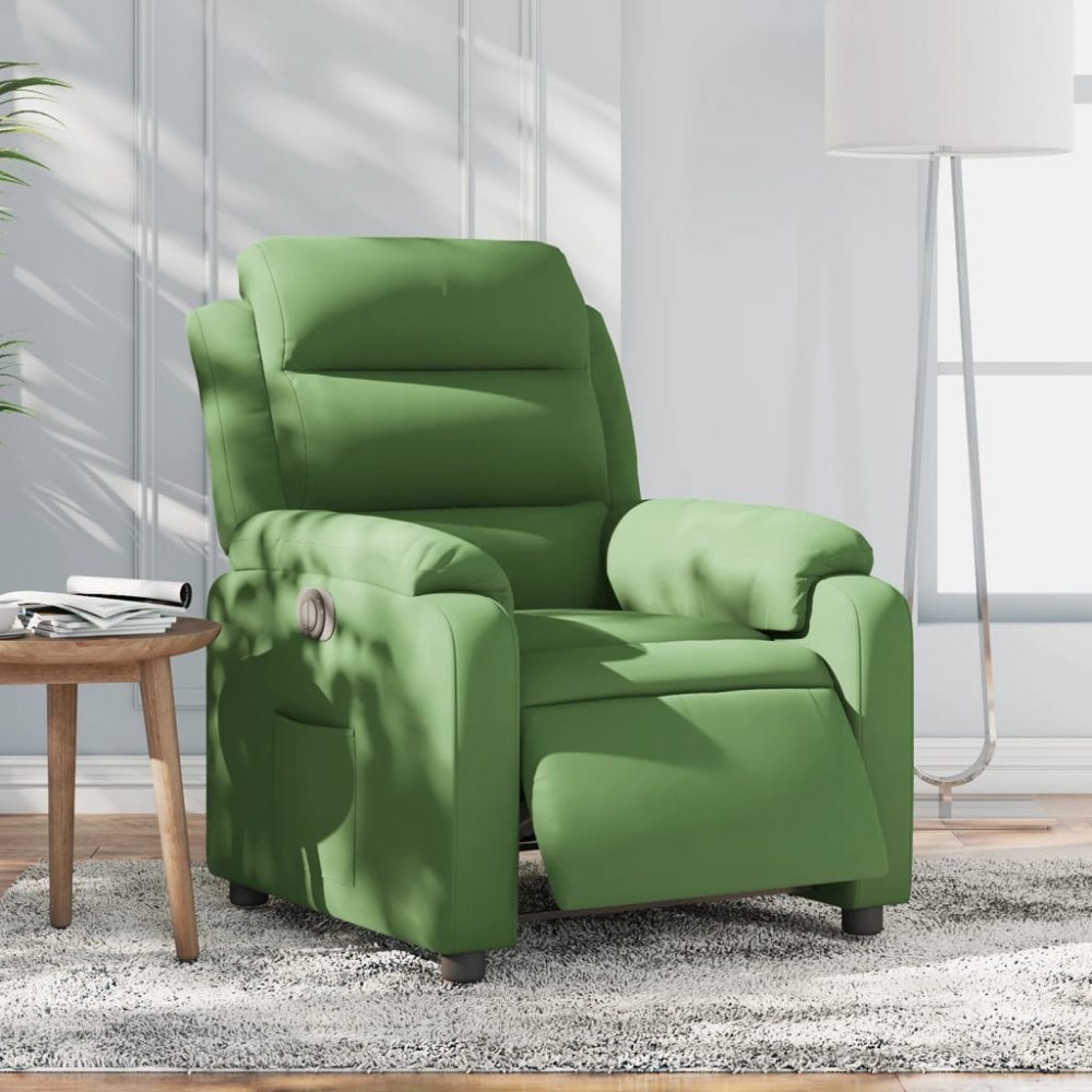 vidaXL Elektrisk reclinerfåtölj ljusgrön sammet