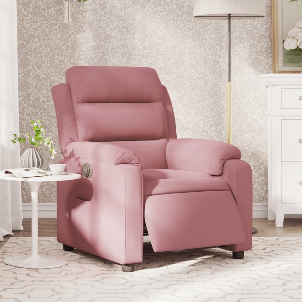 vidaXL Elektrisk reclinerfåtölj rosa sammet