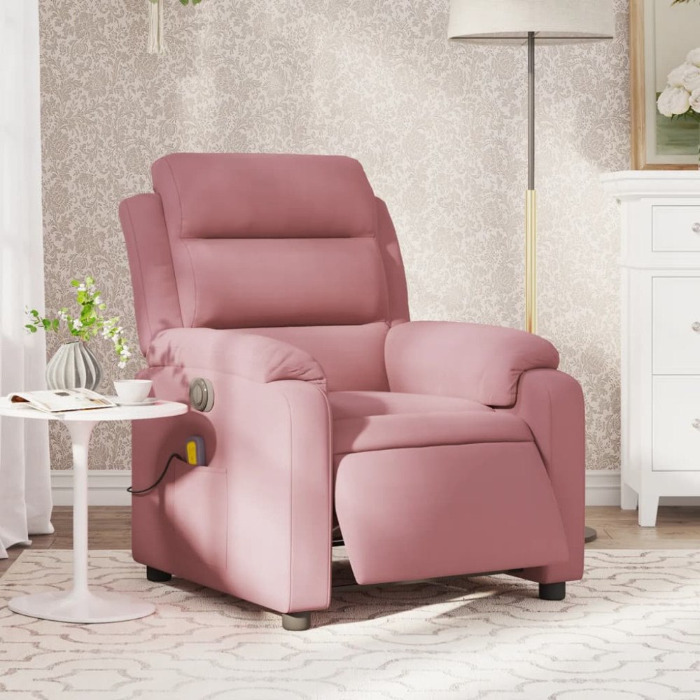 vidaXL Elektrisk massagefåtölj rosa sammet