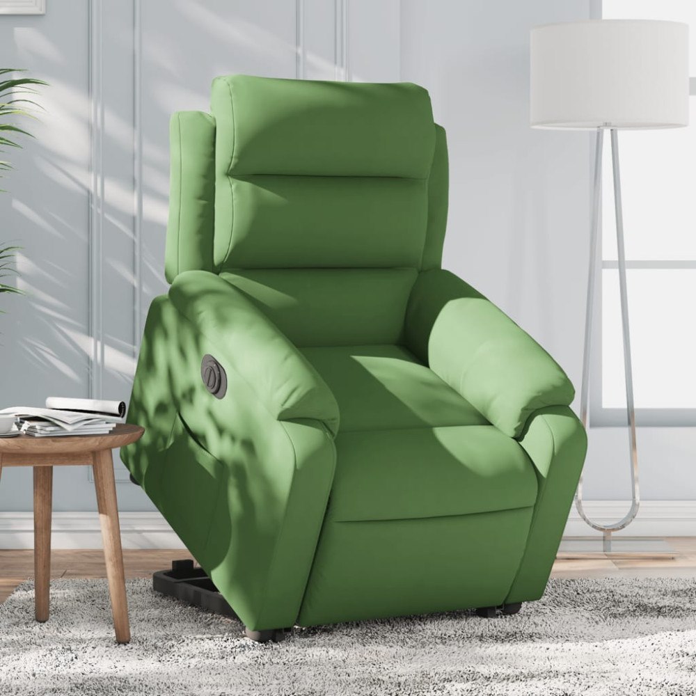 vidaXL Elektrisk reclinerfåtölj med uppresningshjälp ljusgrön sammet
