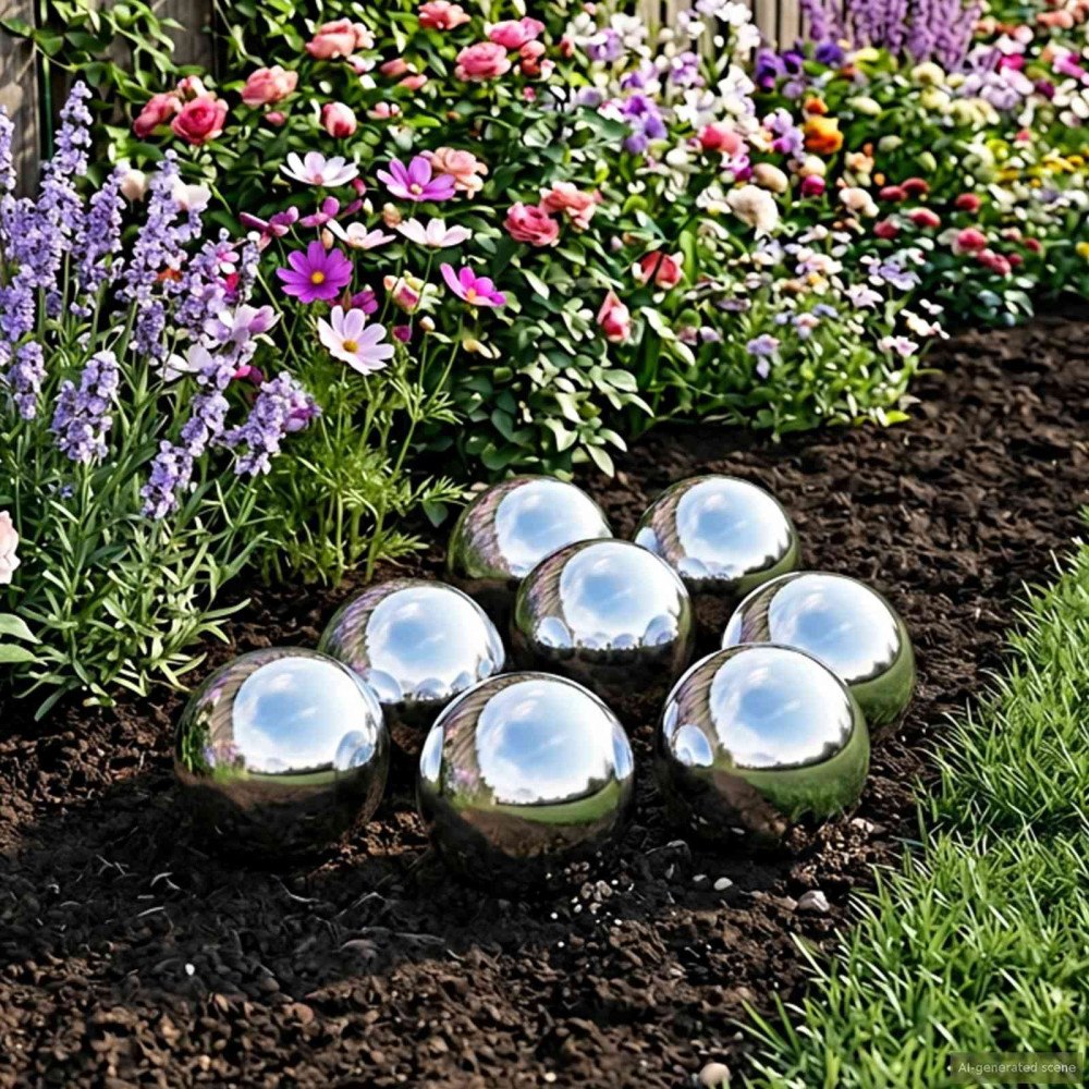 vidaXL Spegelboll 8 st Ø 5 cm Silver Rostfritt stål 201