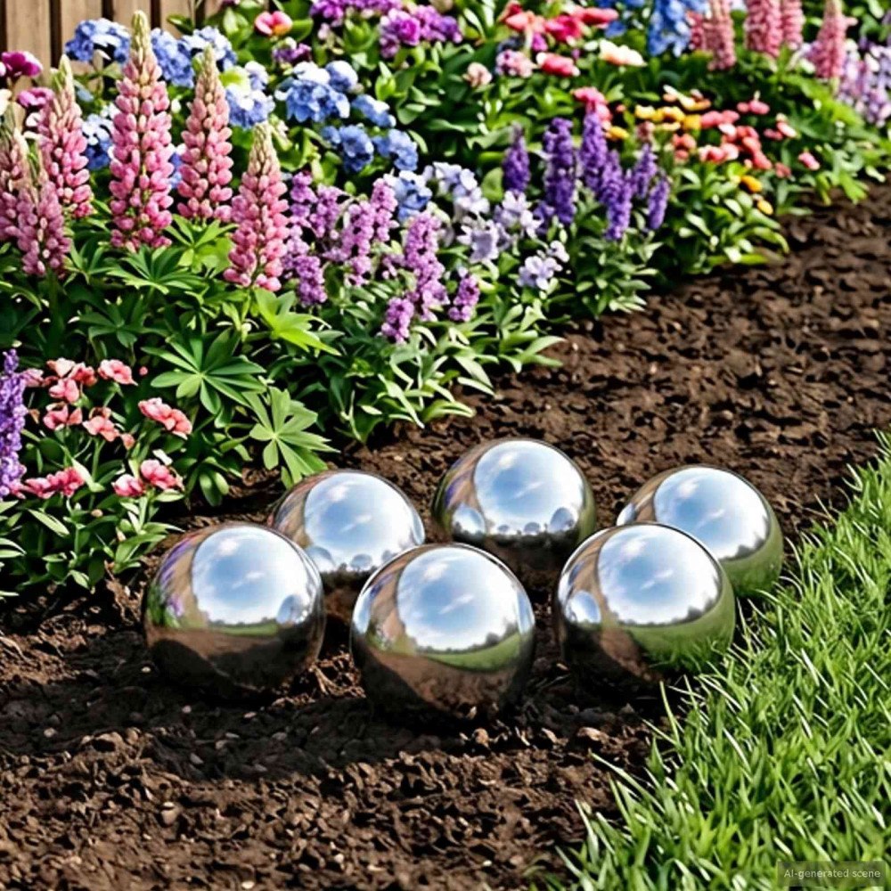 vidaXL Spegelboll 6 st Ø 7,5 cm Silver Rostfritt stål 201