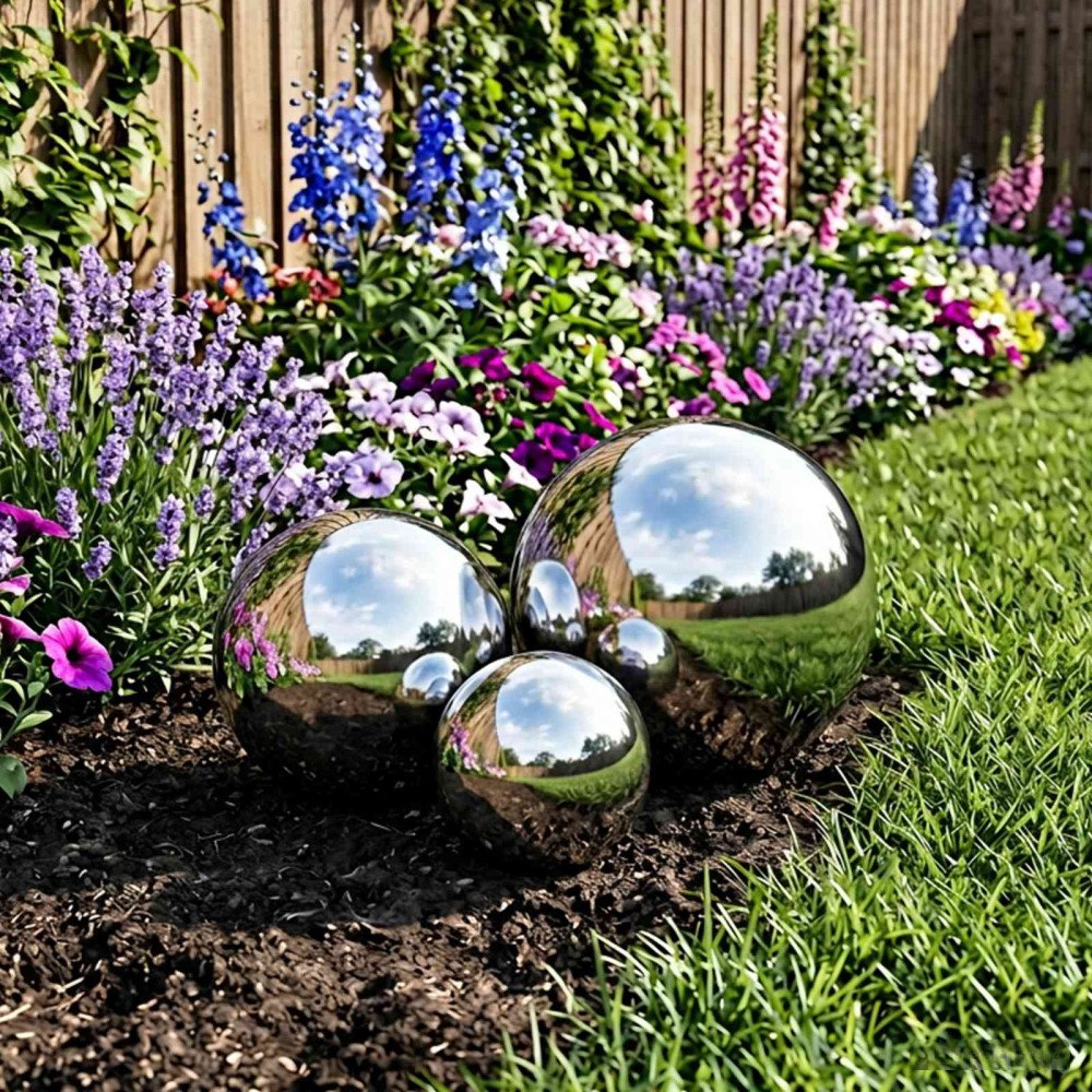 vidaXL Spegelboll 3 st Ø 20 cm Silver Rostfritt stål 201