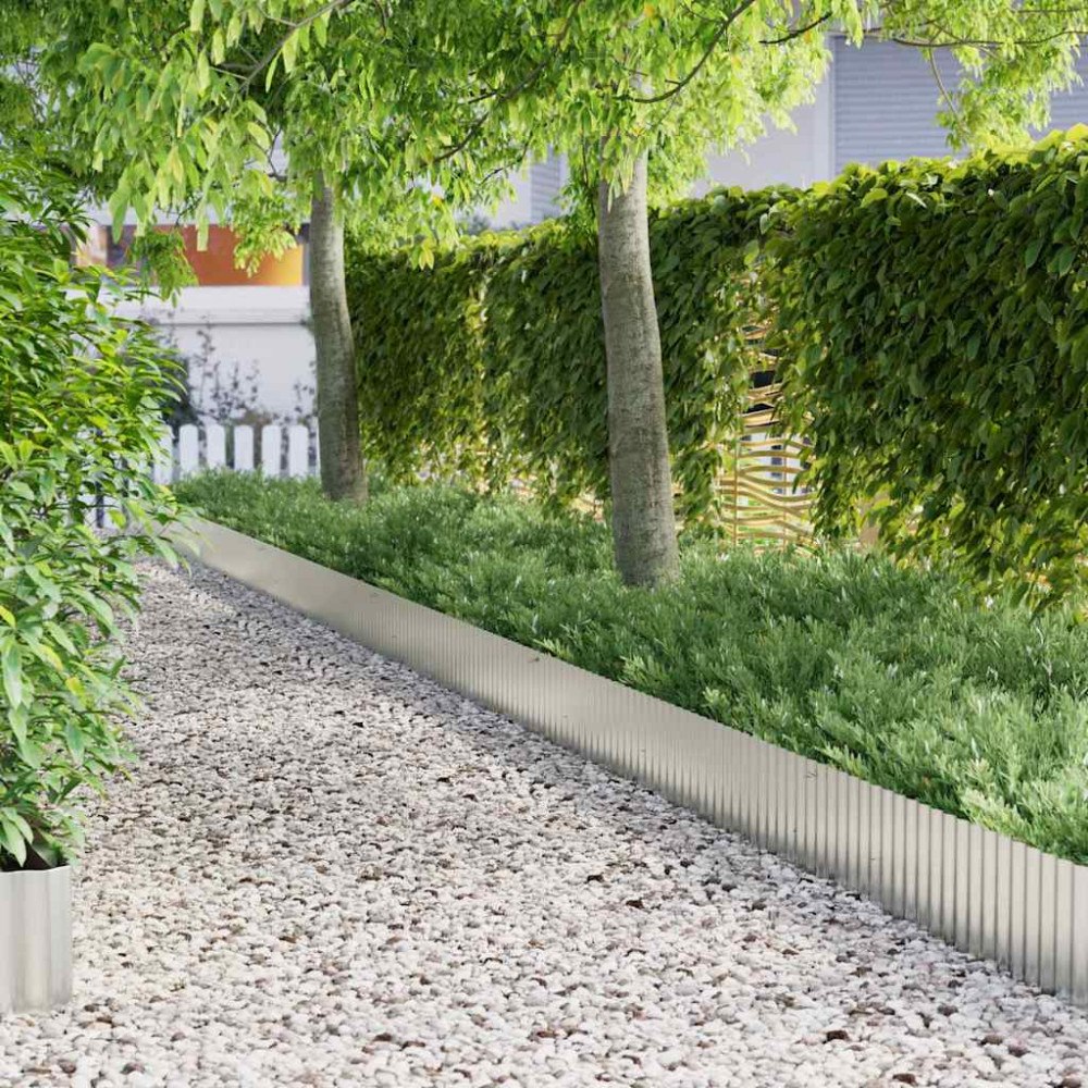 vidaXL vidaxl Gräsmattekant 1000 x 25 x 0,03 cm Galvaniserat stål Silver