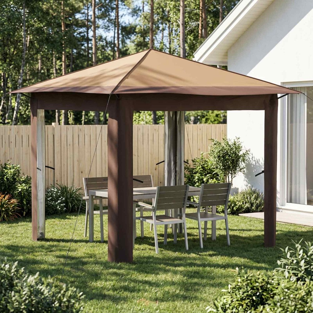 vidaXL Paviljong utan sidovägg 2,6 x 2,6 m Beige och brun