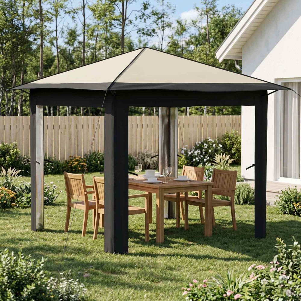 vidaXL Paviljong utan sidovägg 2,6 x 2,6 m Kräm och antracit