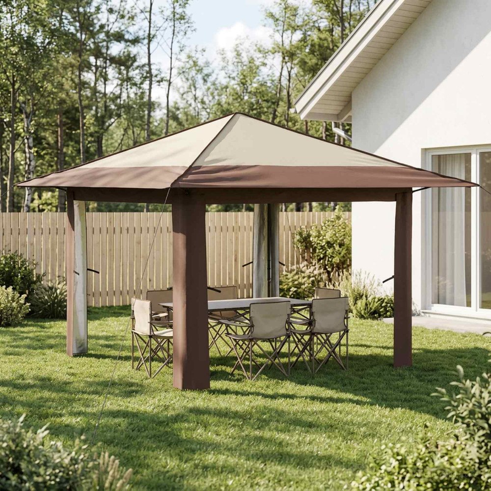 vidaXL Paviljong utan sidovägg Kräm och brun