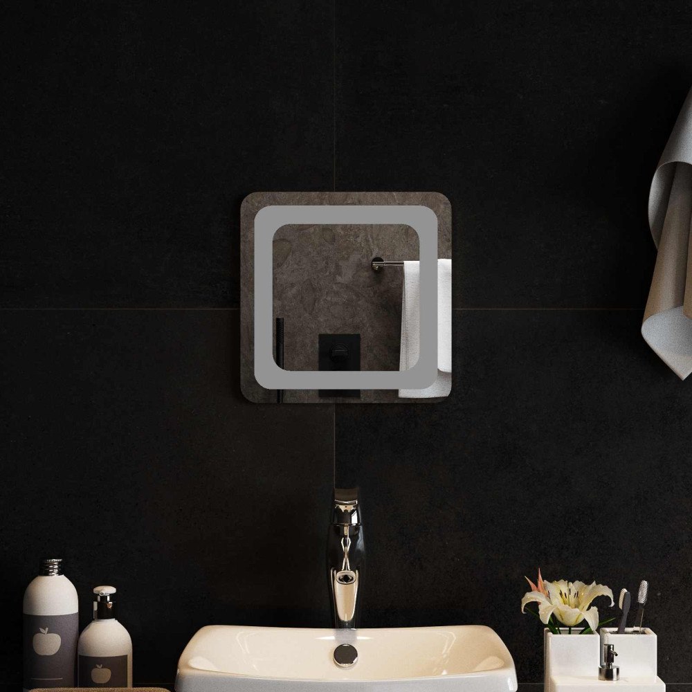 vidaXL LED Badrumsspegel med spegel Transparent 30 x 30 cm härdat glas
