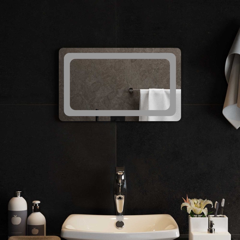 vidaXL LED Badrumsspegel med spegel Transparent 50 x 30 cm härdat glas