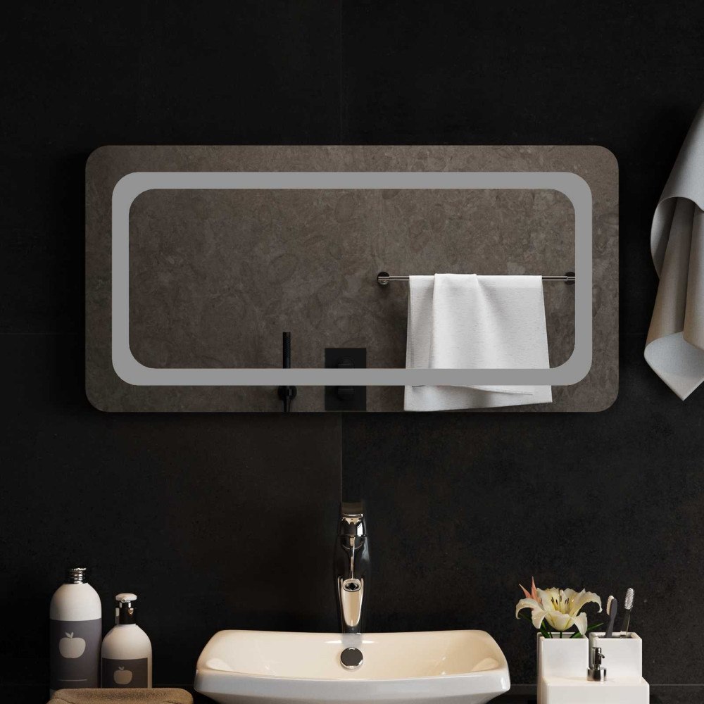 vidaXL LED Badrumsspegel med spegel Transparent 80 x 40 cm härdat glas
