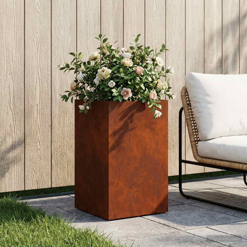 vidaXL Trädgårdsplanterare Rostig 30 x 30 x 50 cm Väderbeständig stål