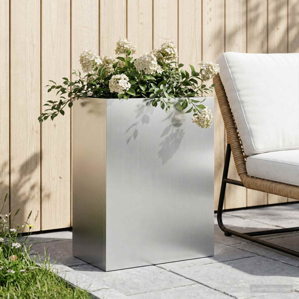 vidaXL Trädgårdsplanterare Silver 40 x 20 x 40 cm Galvaniserat stål