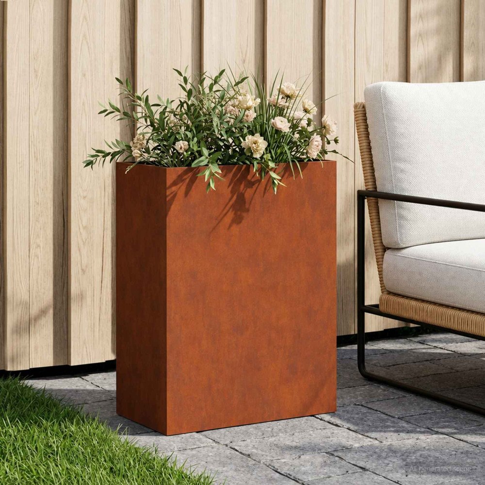 vidaXL Trädgårdsplanterare Rostig 40 x 20 x 40 cm Väderbeständig stål