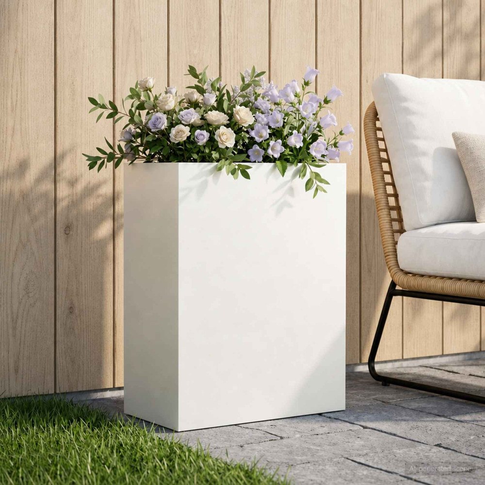 vidaXL Trädgårdsplanterare Vit 40 x 20 x 50 cm Kallvalsat stål