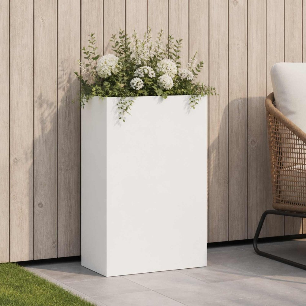 vidaXL Trädgårdsplanterare Vit 40 x 20 x 75 cm Kallvalsat stål