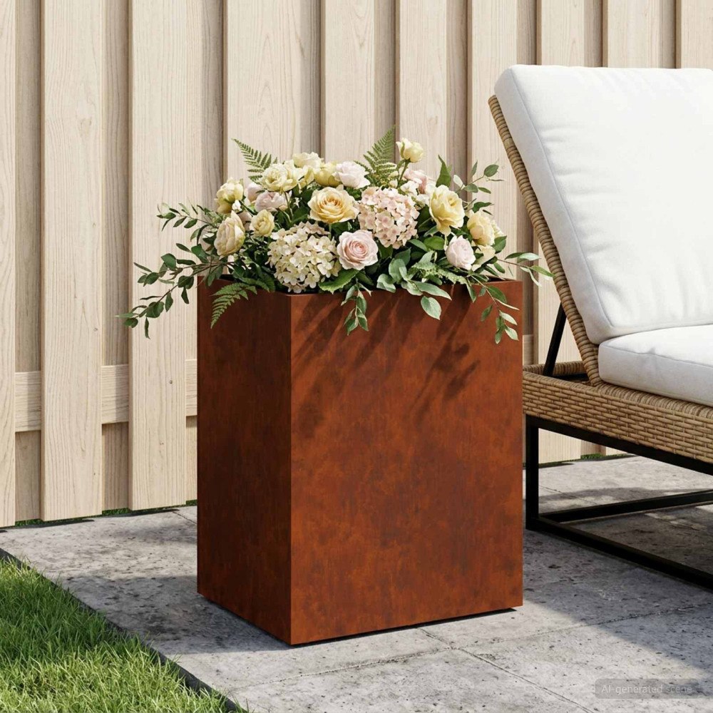 vidaXL Trädgårdsplanterare Rostig 40 x 30 x 40 cm Väderbeständig stål
