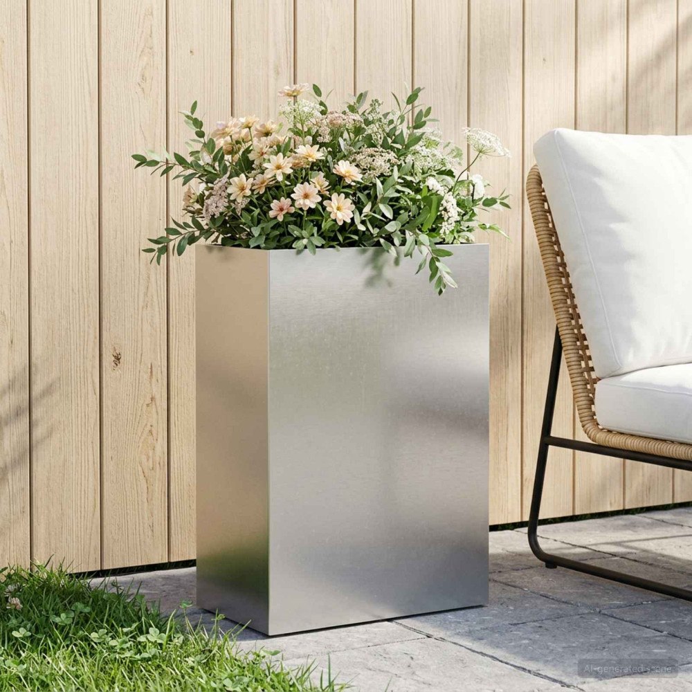 vidaXL Trädgårdsplanterare Silver 40 x 30 x 75 cm Rostfritt stål
