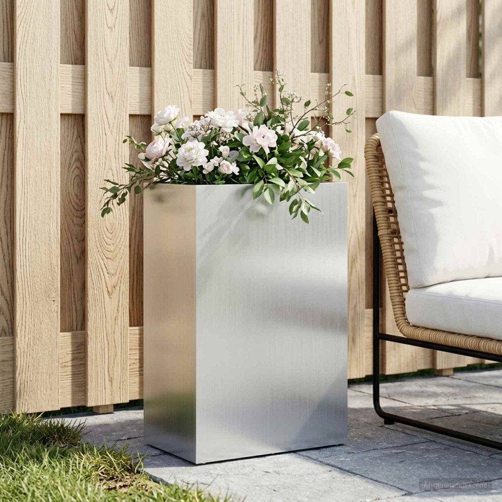 vidaXL Trädgårdsplanterare Silver 50 x 30 x 75 cm Galvaniserat stål