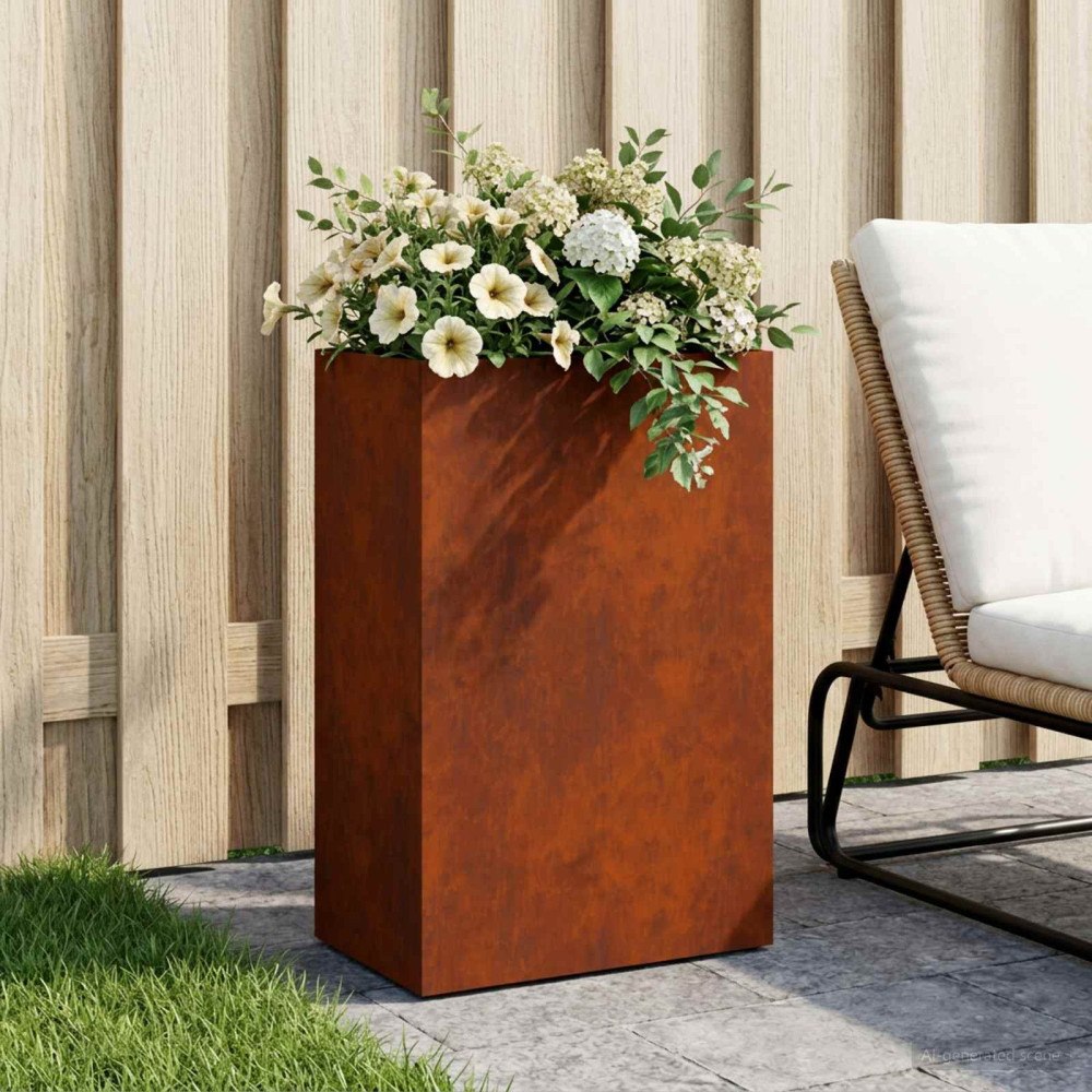 vidaXL Trädgårdsplanterare Rostig 50 x 40 x 75 cm Väderbeständig stål