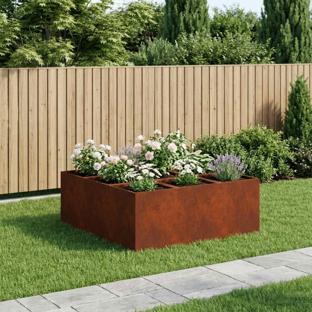 vidaXL Trädgårdsplanterare Rostig 100 x 100 x 40 cm
