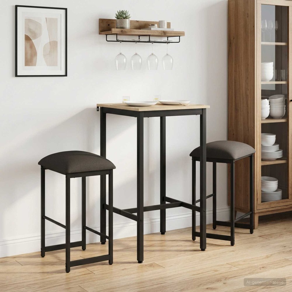 vidaXL Barpall 2 st Mörkgrå 40 x 32 x 64 cm Konstruerat trä
