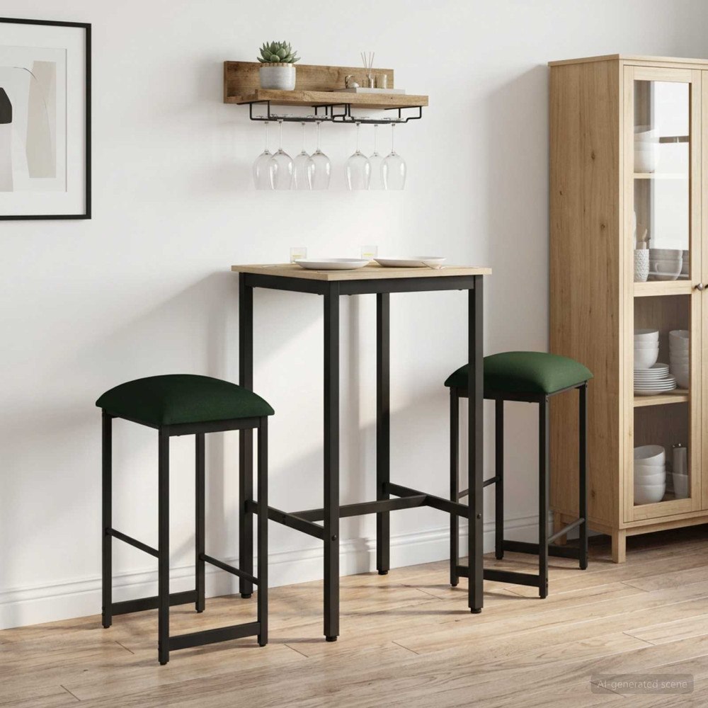 vidaXL Barpall 2 st Mörkgrön 40 x 32 x 64 cm Konstruerat trä