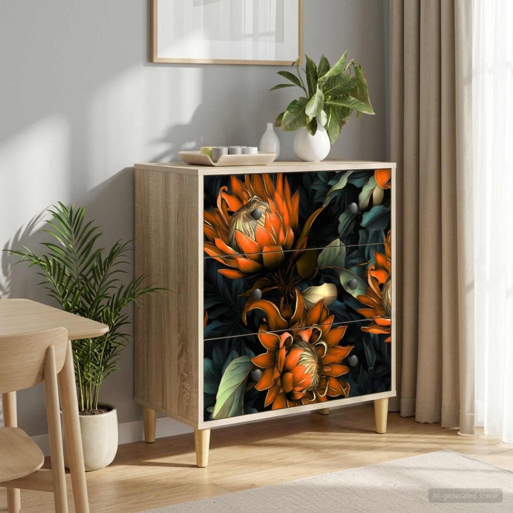 vidaXL Kommode LOCHEM Orange tryck 66 x 36,5 x 75 cm Konstruerat trä