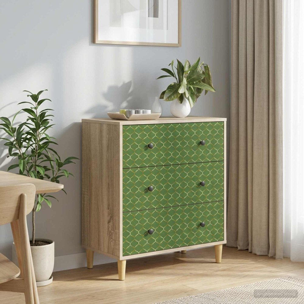 vidaXL Kommode GELEEN Smaragd geometriskt mönster 66 x 36,5 x 75 cm