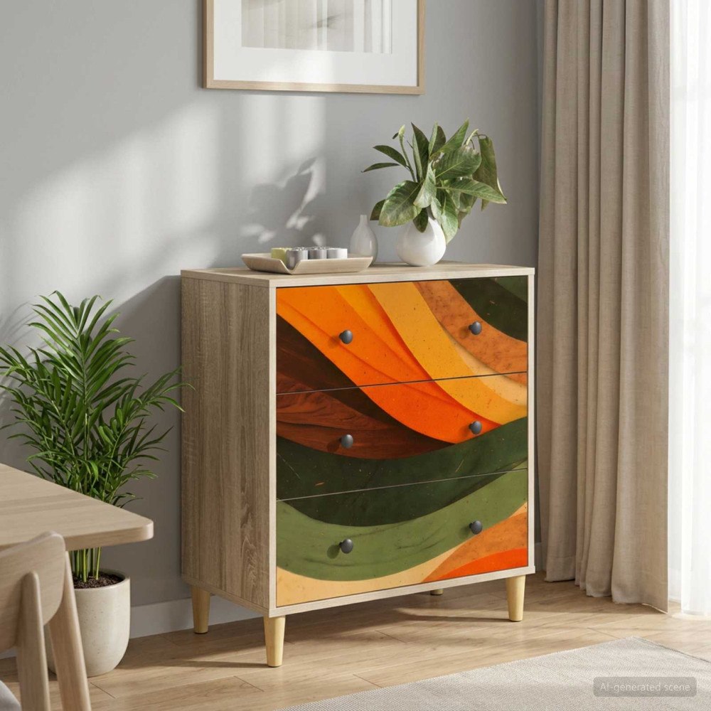 vidaXL Kommode BONN Retro vågtryck 66 x 36,5 x 75 cm Konstruerat trä