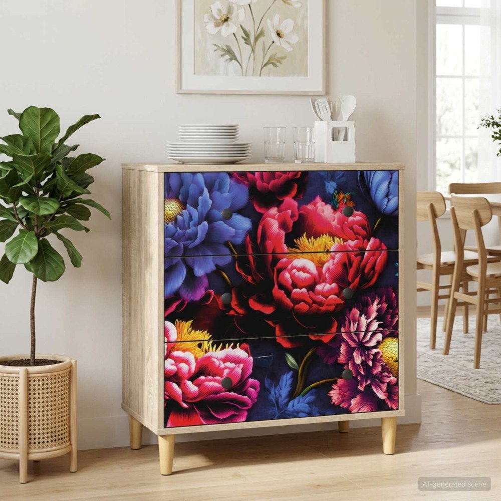 vidaXL Kommode KIEL Mörk piontryck 66 x 36,5 x 75 cm Konstruerat trä