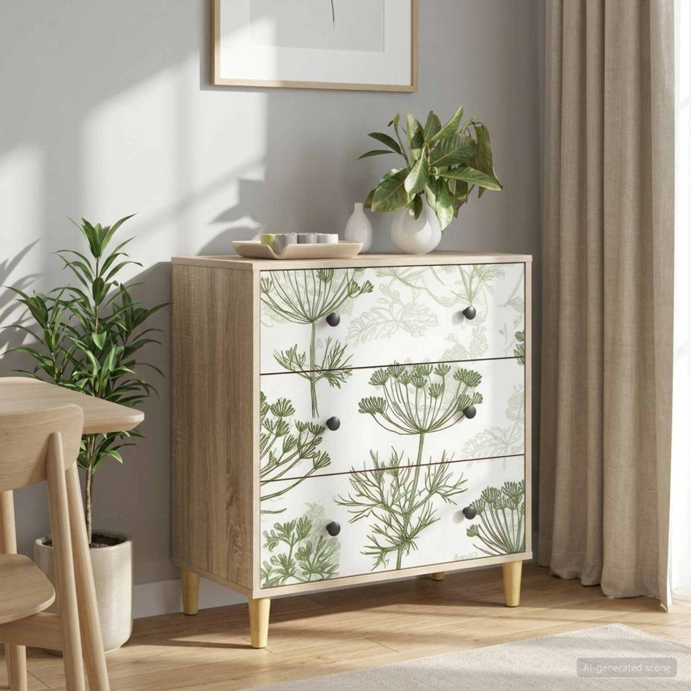 vidaXL Kommode GOTHA Grön trädtryck 66 x 36,5 x 75 cm Konstruerat trä