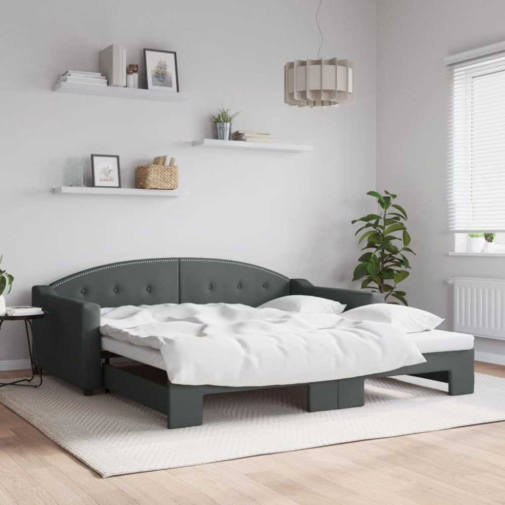 vidaXL Dagbädd utdragbar ljusgrå 100x190 cm tyg