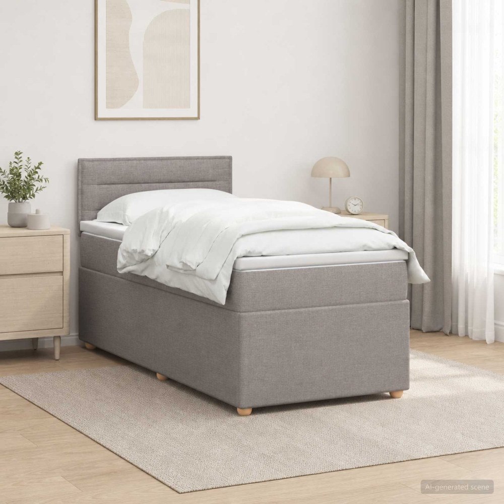 vidaXL Kontinentalsäng med madrass Taupe 90 x 190 cm Tyg