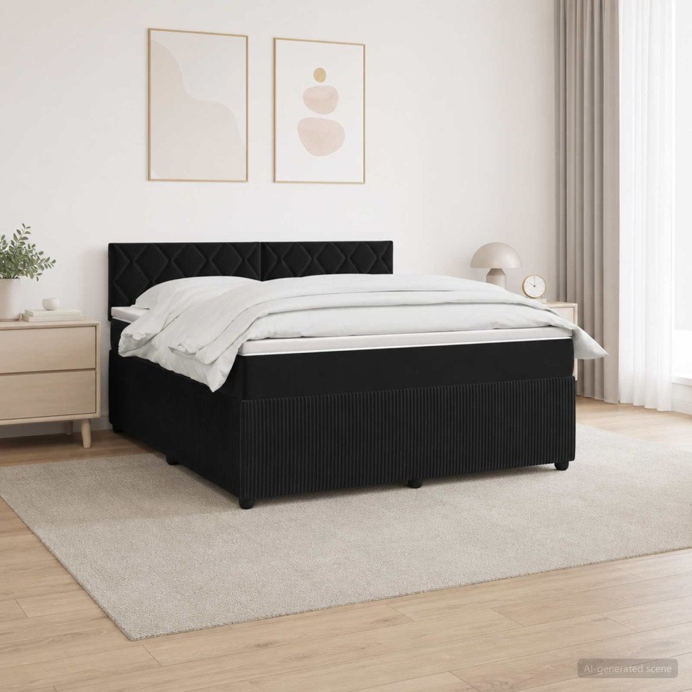 vidaXL Kontinentalsäng med madrass Svart 180 x 200 cm Sammet