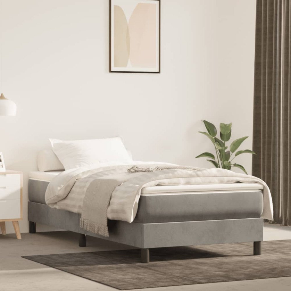 vidaXL Pocketresårmadrass medium ljusgrå 100x190x20 cm sammet