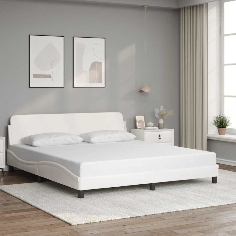 vidaXL Sängram Dover vit 183x213 cm konstläder