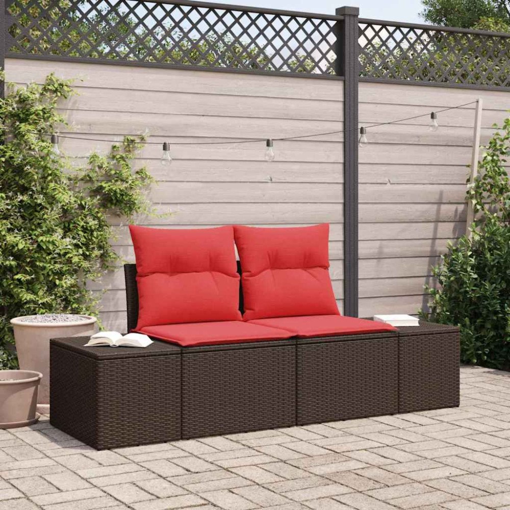 vidaXL Trädgårdsoffa med kudde 184 x 62 x 69 cm konstrotting