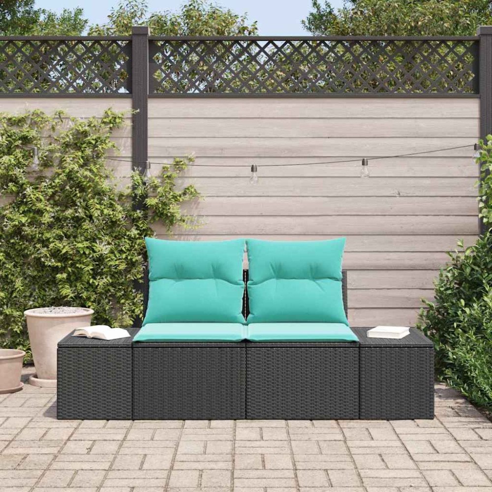 vidaXL Trädgårdsoffa med kudde 184 x 62 x 69 cm konstrotting