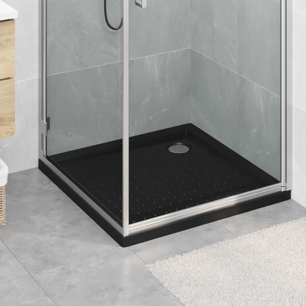vidaXL Duschbas Tray med Prickar 80 x 80 x 4 cm ABS Svart