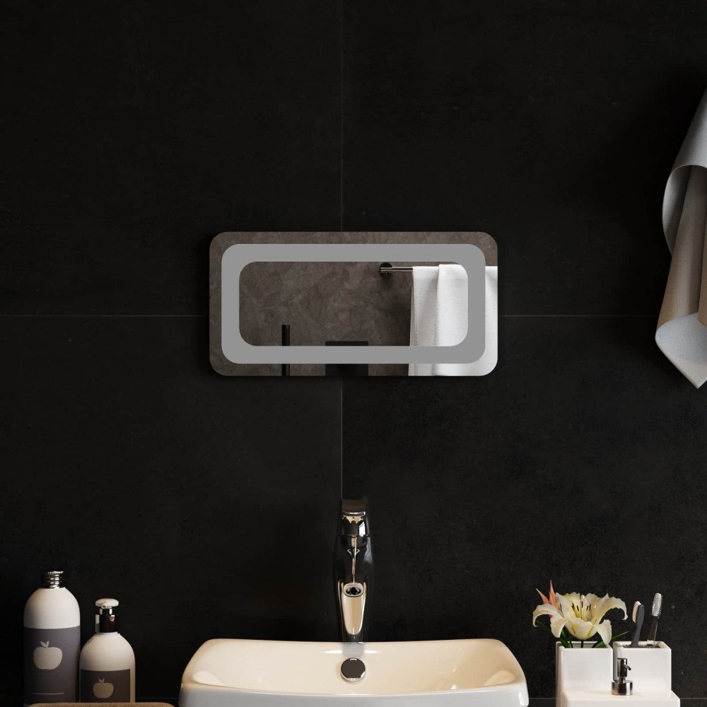 vidaXL LED Badrumsspegel med spegel Transparent 40 x 20 cm härdat glas