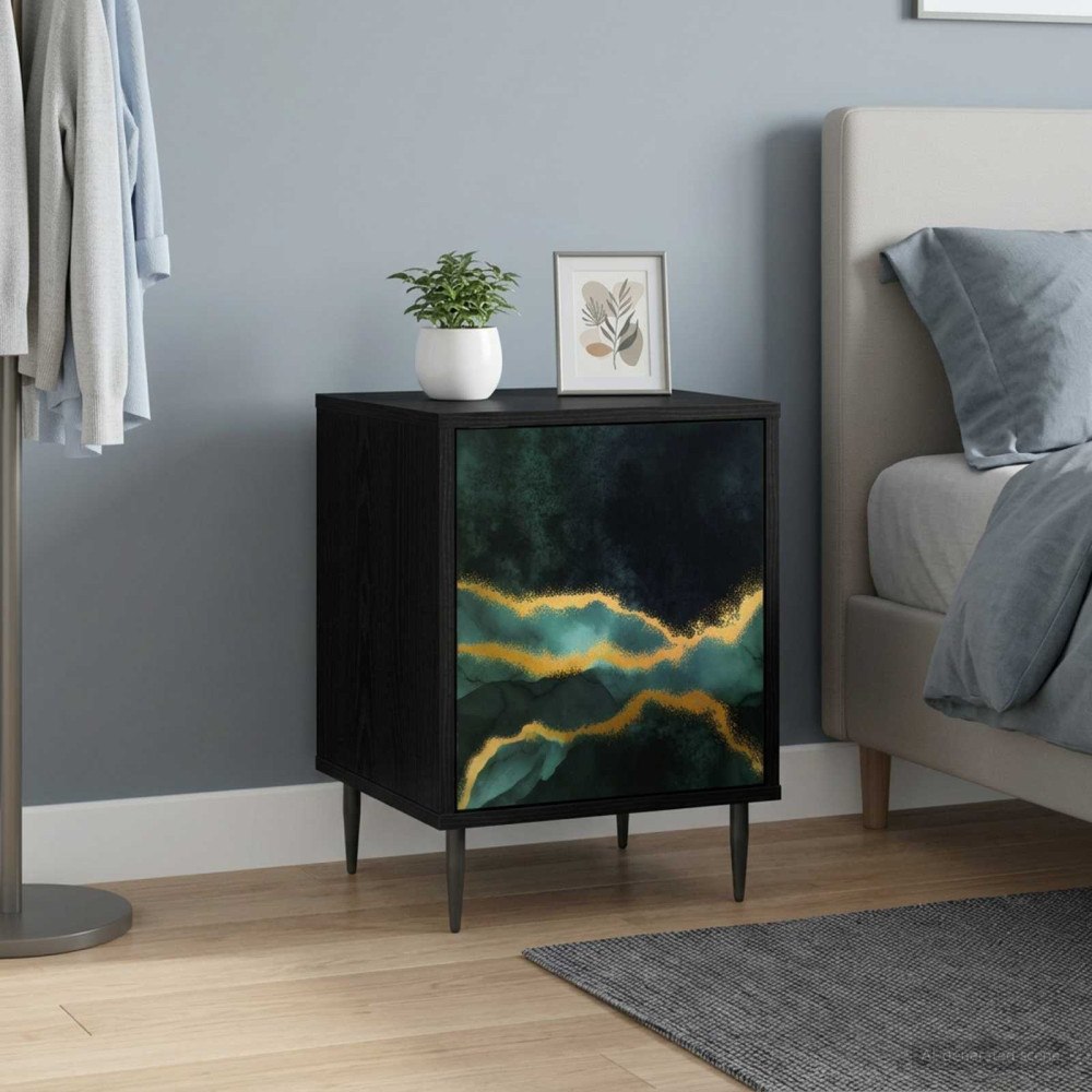vidaXL Nattduksbord WIJHE 2 st Svart ek 36 x 33 x 51 cm