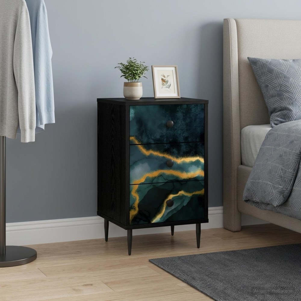 vidaXL Nattduksbord WIJHE Svart ek 36 x 33 x 61 cm Konstruerat trä