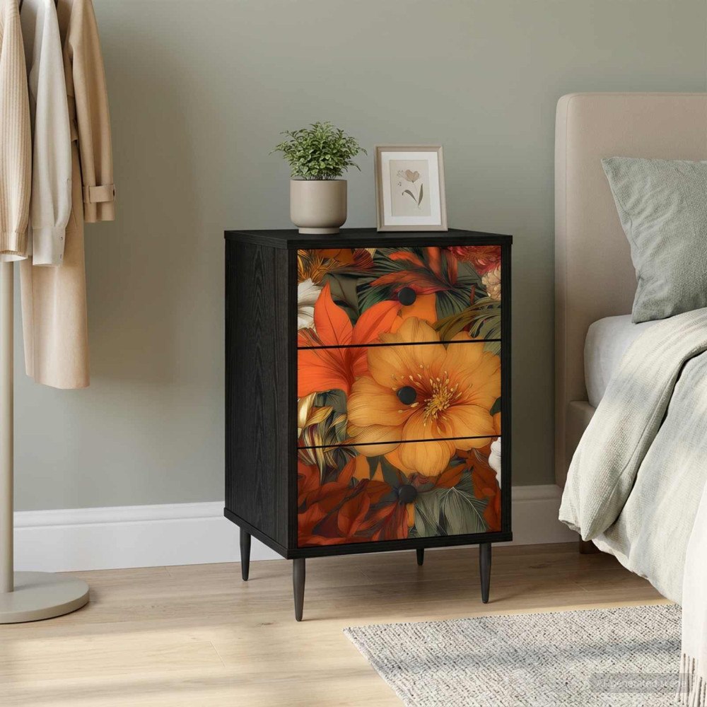 vidaXL Nattduksbord GENNEP Svart ek 36 x 33 x 61 cm Konstruerat trä