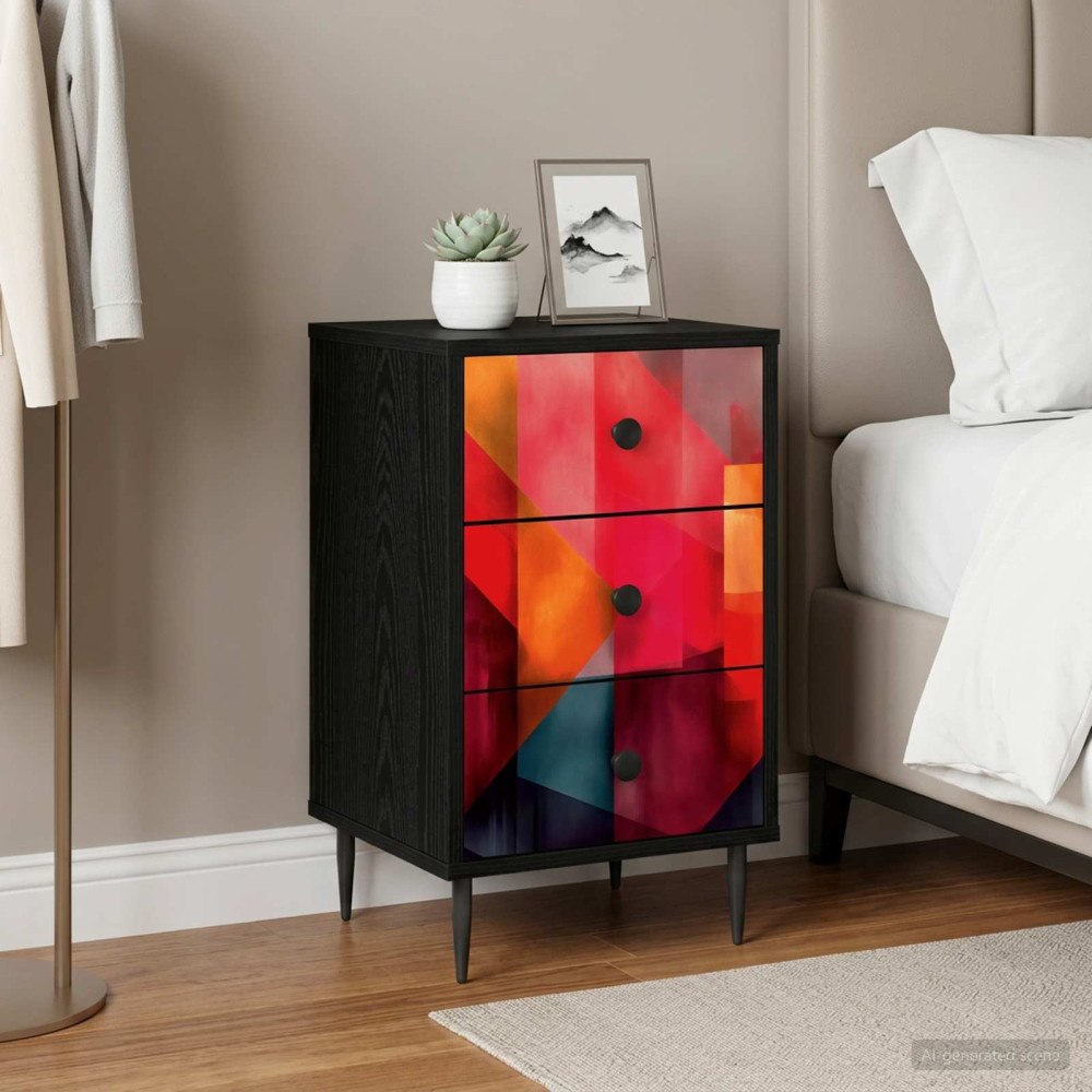 vidaXL Nattduksbord HEESCH Svart ek 36 x 33 x 61 cm Konstruerat trä