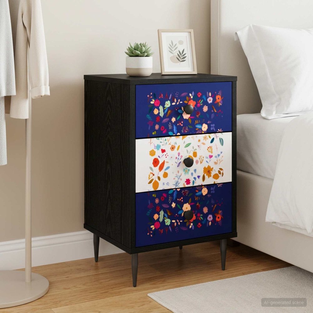 vidaXL Nattduksbord MAINZ Svart ek 36 x 33 x 61 cm Konstruerat trä