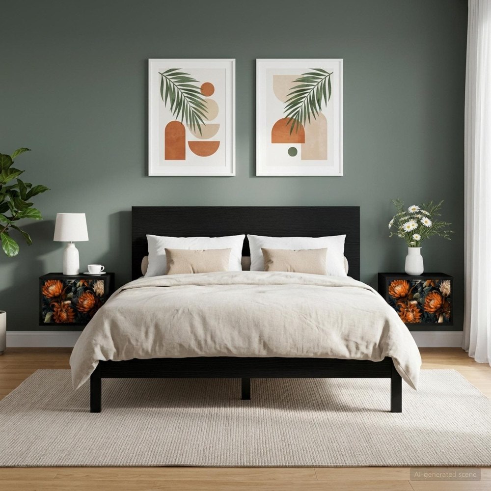 vidaXL Väggmonterad sänggavel LOCHEM 2 st Svart ek 36 x 33 x 25 cm