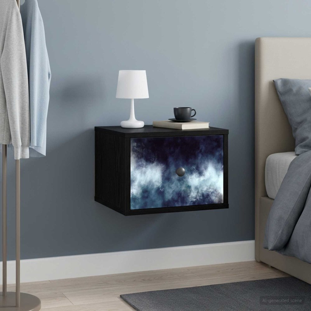 vidaXL Väggmonterad sänggavel RAALTE Svart ek 36 x 33 x 25 cm
