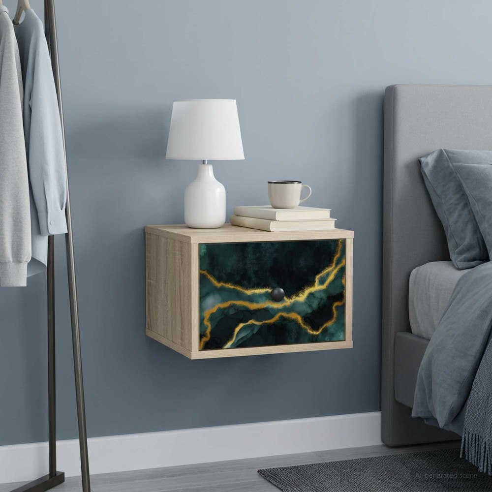 vidaXL Väggmonterad sänggavel WIJHE Sonoma-ek 36 x 33 x 25 cm