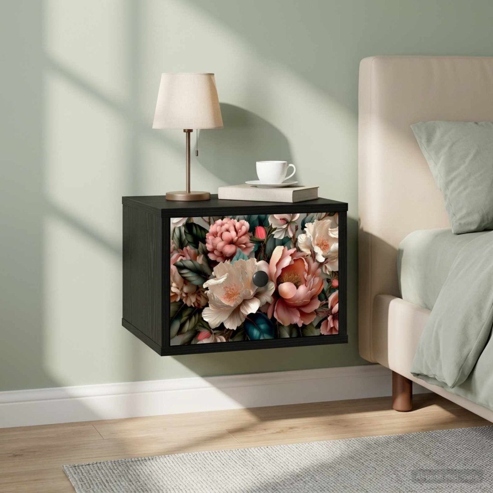 vidaXL Väggmonterad sänggavel BORNE Svart ek 36 x 33 x 25 cm