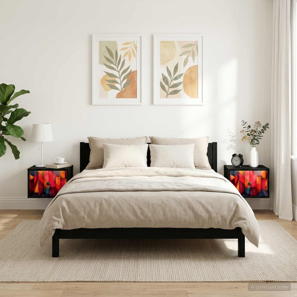 vidaXL Väggmonterad sänggavel HEESCH 2 st Svart ek 36 x 33 x 25 cm